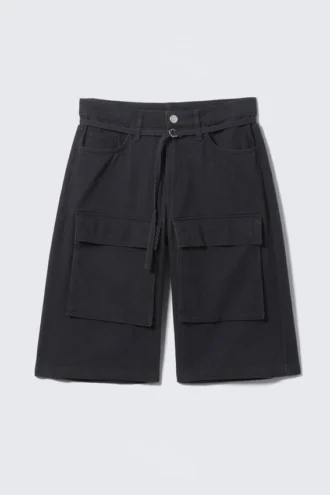 Cargoshorts aus Baumwolltwill mit niedriger Leibhöhe – Schwarz Cargoshorts aus Baumwolltwill mit niedriger Leibhöhe – Schwarz
