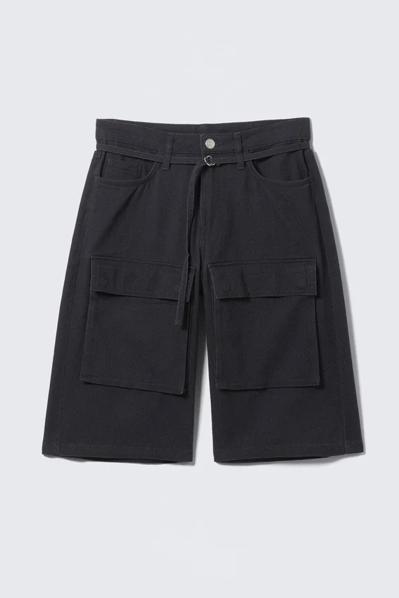 Cargoshorts aus Baumwolltwill mit niedriger Leibhöhe – Schwarz Cargoshorts aus Baumwolltwill mit niedriger Leibhöhe – Schwarz