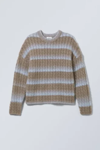 Connor-Pullover aus Wollmischung – molchfarbene und blaue Farbverlaufsstreifen