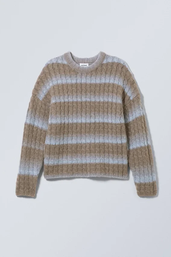 Connor-Pullover aus Wollmischung – molchfarbene und blaue Farbverlaufsstreifen Connor-Pullover aus Wollmischung – molchfarbene und blaue Farbverlaufsstreifen