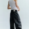 Cracked Loose Fit Barrel Leg Jeans – Schwarz Cracked Loose Fit Barrel Leg Jeans – Schwarz