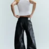 Cracked Loose Fit Barrel Leg Jeans – Schwarz Cracked Loose Fit Barrel Leg Jeans – Schwarz