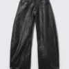 Cracked Loose Fit Barrel Leg Jeans – Schwarz Cracked Loose Fit Barrel Leg Jeans – Schwarz