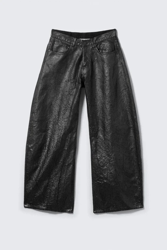 Cracked Loose Fit Barrel Leg Jeans – Schwarz Cracked Loose Fit Barrel Leg Jeans – Schwarz
