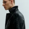 Cracked Single-Breasted Blazer – Schwarz