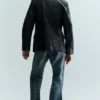 Cracked Single-Breasted Blazer – Schwarz