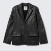 Cracked Single-Breasted Blazer – Schwarz