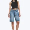 Curve Denim-Shorts mit hoher Taille und weitem Bein – Blue Horses – Mittelblau Curve Denim-Shorts mit hoher Taille und weitem Bein – Blue Horses – Mittelblau