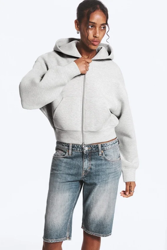 Danni Scuba Zip Kapuzenpullover – Grau meliert Danni Scuba Zip Kapuzenpullover – Grau meliert