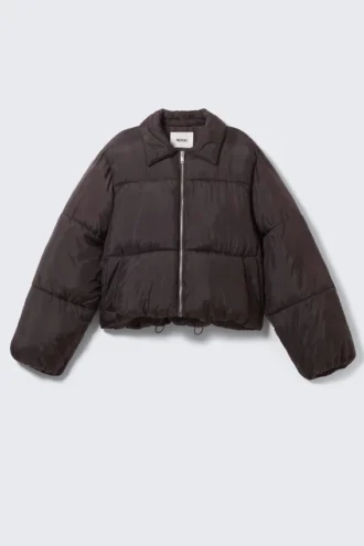 Daunenjacke mit Kragen – Dunkelbraun