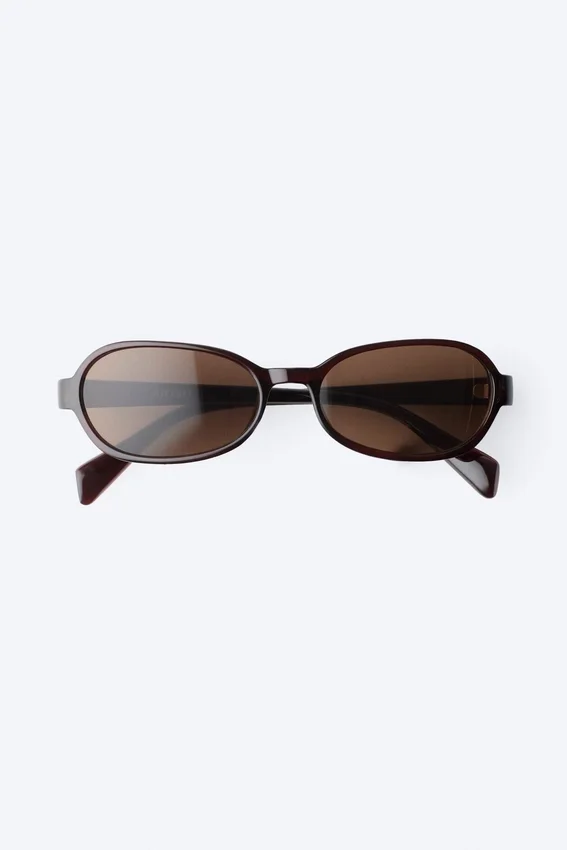 Dünne Sonnenbrille mit ovalem Rahmen – Dunkelbraun – Braune Gläser Dünne Sonnenbrille mit ovalem Rahmen – Dunkelbraun – Braune Gläser