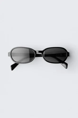Dünne Sonnenbrille mit ovalem Rahmen – Schwarz