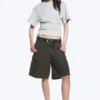 Drapiertes, figurbetontes T-Shirt – Grau meliert Drapiertes, figurbetontes T-Shirt – Grau meliert