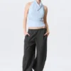 Drapiertes Neckholder-Top – Hellblau Drapiertes Neckholder-Top – Hellblau