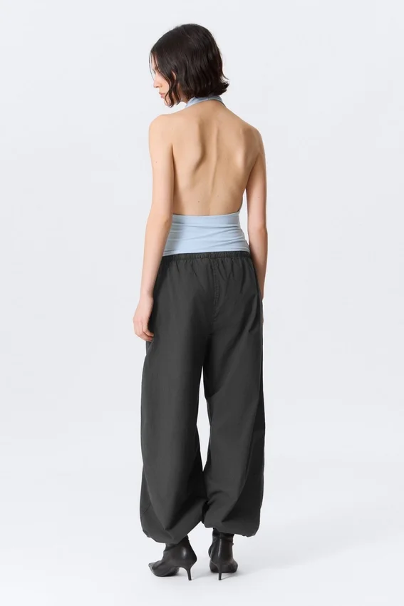 Drapiertes Neckholder-Top – Hellblau Drapiertes Neckholder-Top – Hellblau