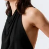 Drapiertes Neckholder-Top – Schwarz Drapiertes Neckholder-Top – Schwarz
