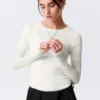Dreilagiges Langarmshirt aus Baumwolle – Weiß