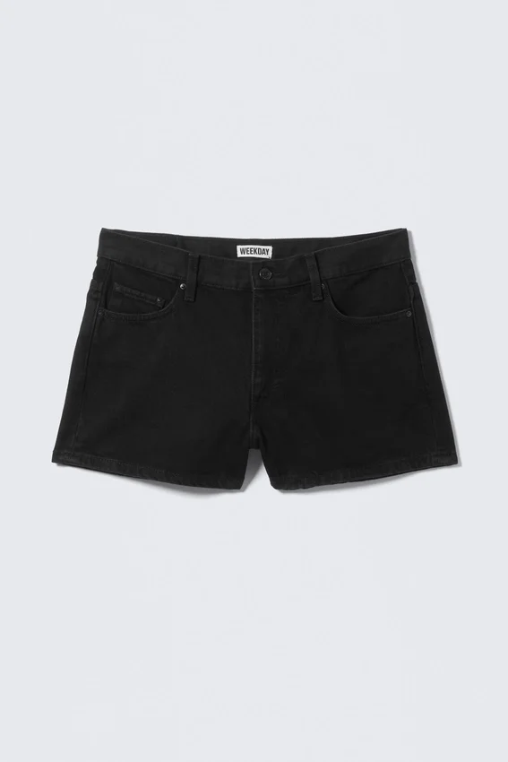 Duchess Low Rise Distressed Mini-Jeansshorts – Black Rinse – Schwarz Duchess Low Rise Distressed Mini-Jeansshorts – Black Rinse – Schwarz