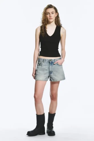 Duchess Low Rise Distressed Mini-Jeansshorts – Port Blue – Hellblau Duchess Low Rise Distressed Mini-Jeansshorts – Port Blue – Hellblau