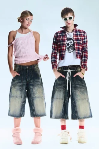Dunno Unisex Loose Fit Carpenter Jorts – Canyon Blue – Dunkelblau | Cheap Monday GB
