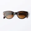 Eckige Cat-Eye-Sonnenbrille – Schildpatt – Braune Gläser