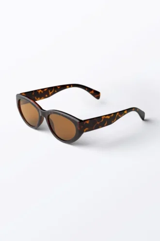 Eckige Cat-Eye-Sonnenbrille – Schildpatt – Braune Gläser
