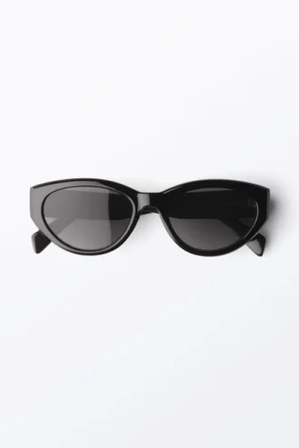 Eckige Cat-Eye-Sonnenbrille – Schwarz – Schwarze Gläser