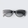 Eckige Cat-Eye-Sonnenbrille – Transparentgrau