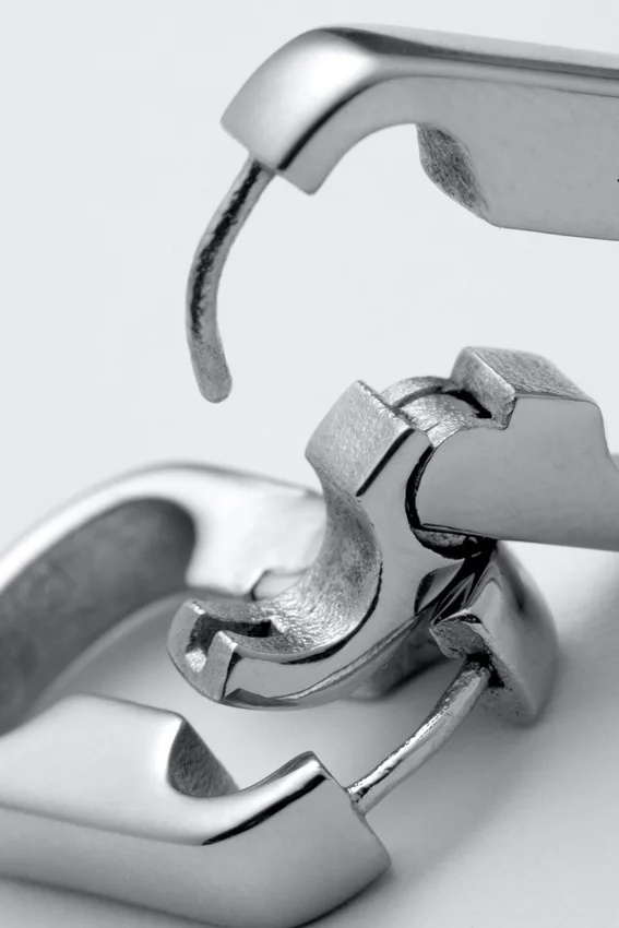 Edelstahl-Creolen mit Kettengliedern – Silber Edelstahl-Creolen mit Kettengliedern – Silber