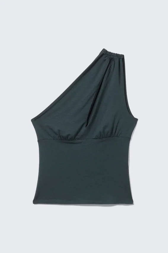 Ein-Schulter-Top mit Cut-out – Petrol Ein-Schulter-Top mit Cut-out – Petrol
