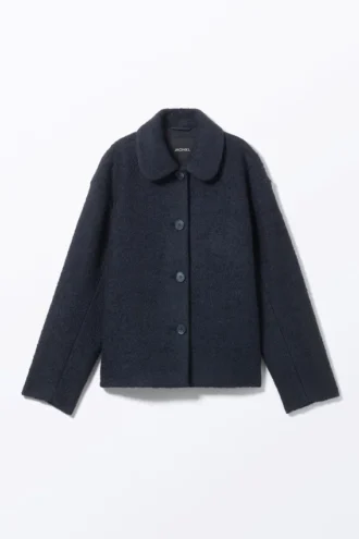 Einreihige Jacke aus Wollmischung – Marineblau
