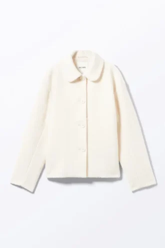 Einreihige Jacke aus Wollmischung – Off-White