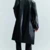 Einreihiger Ledermantel – Schwarz