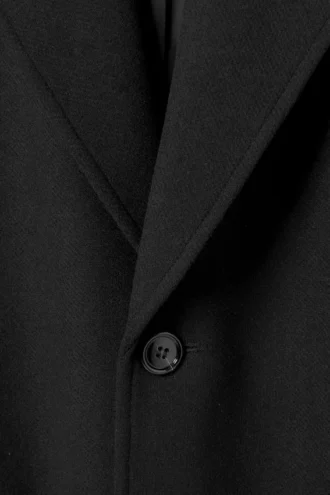 Einreihiger Mantel aus Wollmischung – Schwarz