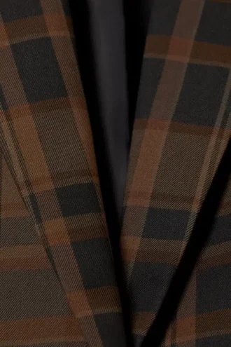 Einreihiger Oversize-Blazer – kariert, dunkelbraun