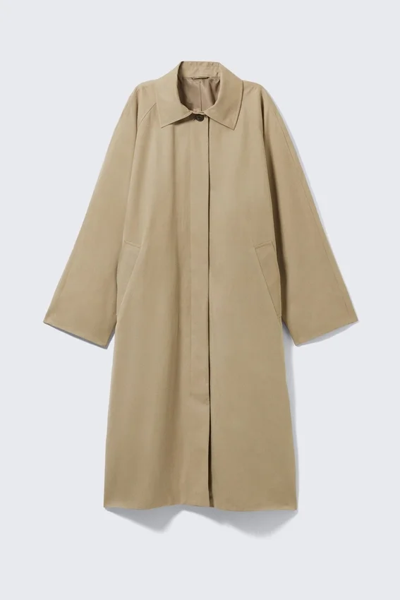 Einreihiger Oversize-Car-Coat – Beige Einreihiger Oversize-Car-Coat – Beige