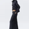 Eng anliegender Denim-Maxirock mit niedriger Leibhöhe – Blue Rinse – Dunkelblau Eng anliegender Denim-Maxirock mit niedriger Leibhöhe – Blue Rinse – Dunkelblau