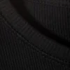 Eng anliegendes T-Shirt mit Rippstrick – Schwarz Eng anliegendes T-Shirt mit Rippstrick – Schwarz