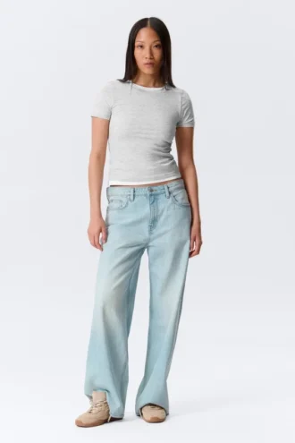 Enges Mini-T-Shirt – Grau meliert