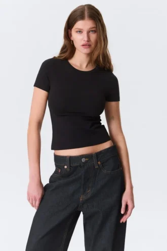 Enges Mini-T-Shirt – Schwarz