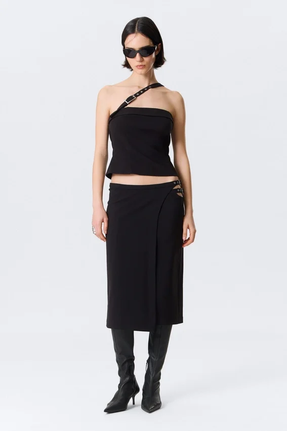 Faustina C Mid Rise Side-Buckle Pencil Rock – Schwarz Faustina C Mid Rise Side-Buckle Pencil Rock – Schwarz