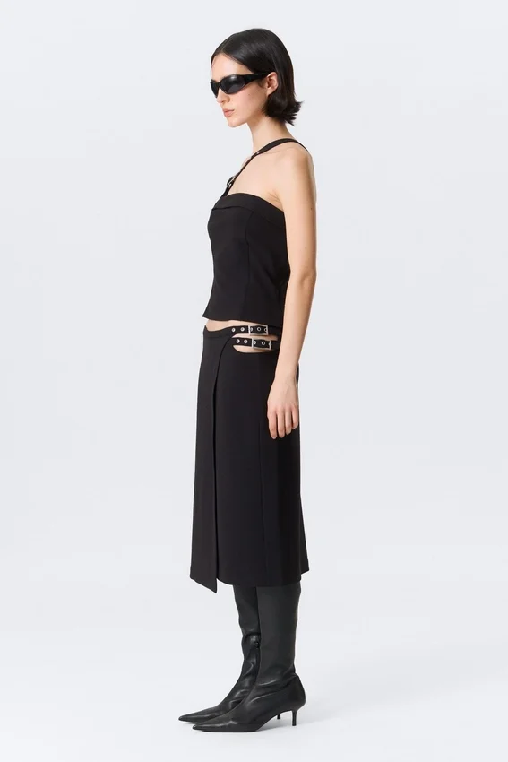 Faustina C Mid Rise Side-Buckle Pencil Rock – Schwarz Faustina C Mid Rise Side-Buckle Pencil Rock – Schwarz