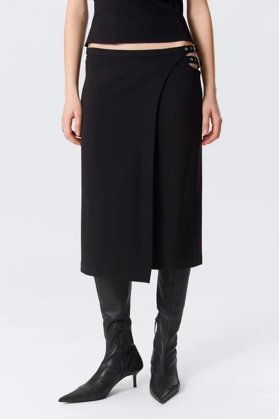 Faustina C Mid Rise Side-Buckle Pencil Rock – Schwarz Faustina C Mid Rise Side-Buckle Pencil Rock – Schwarz