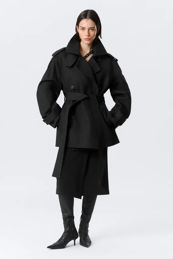 Faustina C Oversized-Trenchcoat mit doppelter Knopfleiste – Schwarz Faustina C Oversized-Trenchcoat mit doppelter Knopfleiste – Schwarz