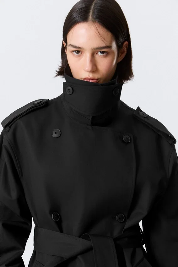 Faustina C Oversized-Trenchcoat mit doppelter Knopfleiste – Schwarz Faustina C Oversized-Trenchcoat mit doppelter Knopfleiste – Schwarz