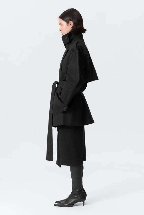 Faustina C Oversized-Trenchcoat mit doppelter Knopfleiste – Schwarz Faustina C Oversized-Trenchcoat mit doppelter Knopfleiste – Schwarz