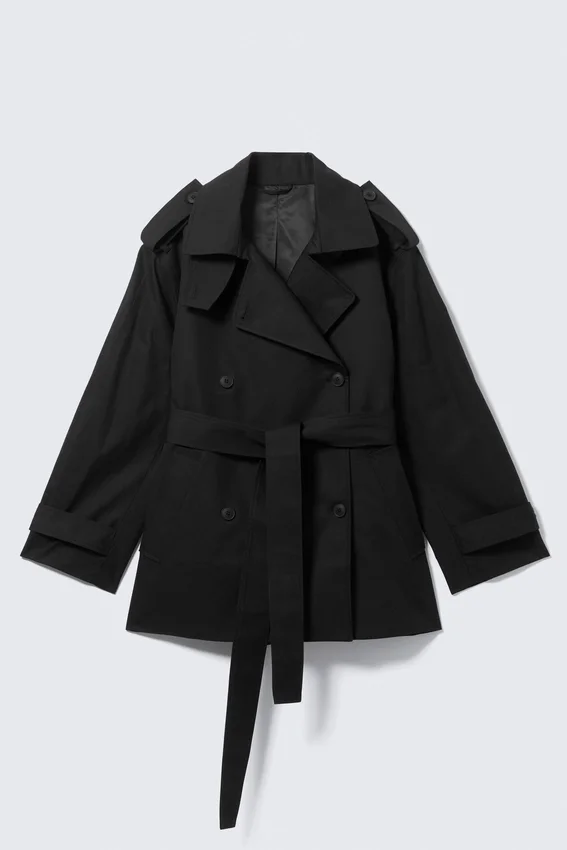 Faustina C Oversized-Trenchcoat mit doppelter Knopfleiste – Schwarz Faustina C Oversized-Trenchcoat mit doppelter Knopfleiste – Schwarz