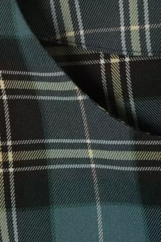 Figurbetontes, kurzärmeliges Twill-Oberteil – türkis-gelbe Karos