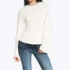 Figurbetontes Langarmshirt – Staubweiß Figurbetontes Langarmshirt – Staubweiß