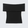 Figurbetontes, ärmelloses Off-Shoulder-Top – Schwarz Figurbetontes, ärmelloses Off-Shoulder-Top – Schwarz